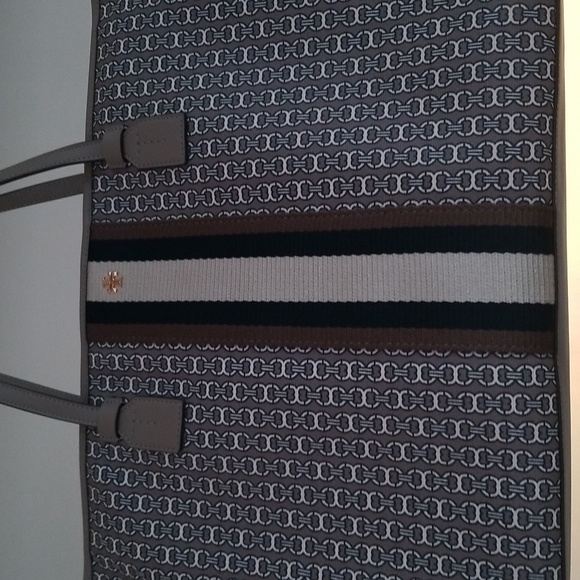nwot Tory Burch Large Gemini Link Canvas Zip Top Tote, Gray Heron / 997 - Picture 2 of 14